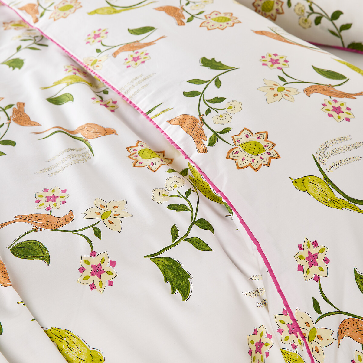 Housse de couette en percale de coton, imprimé oiseaux et fleurs, NORA imprimé, LA REDOUTE INTERIEURS