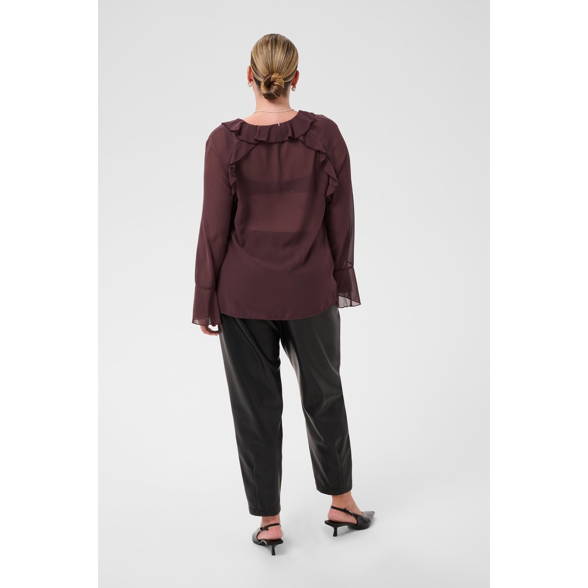 Blouse à manches longues bordeaux fudge, KAFFE CURVE