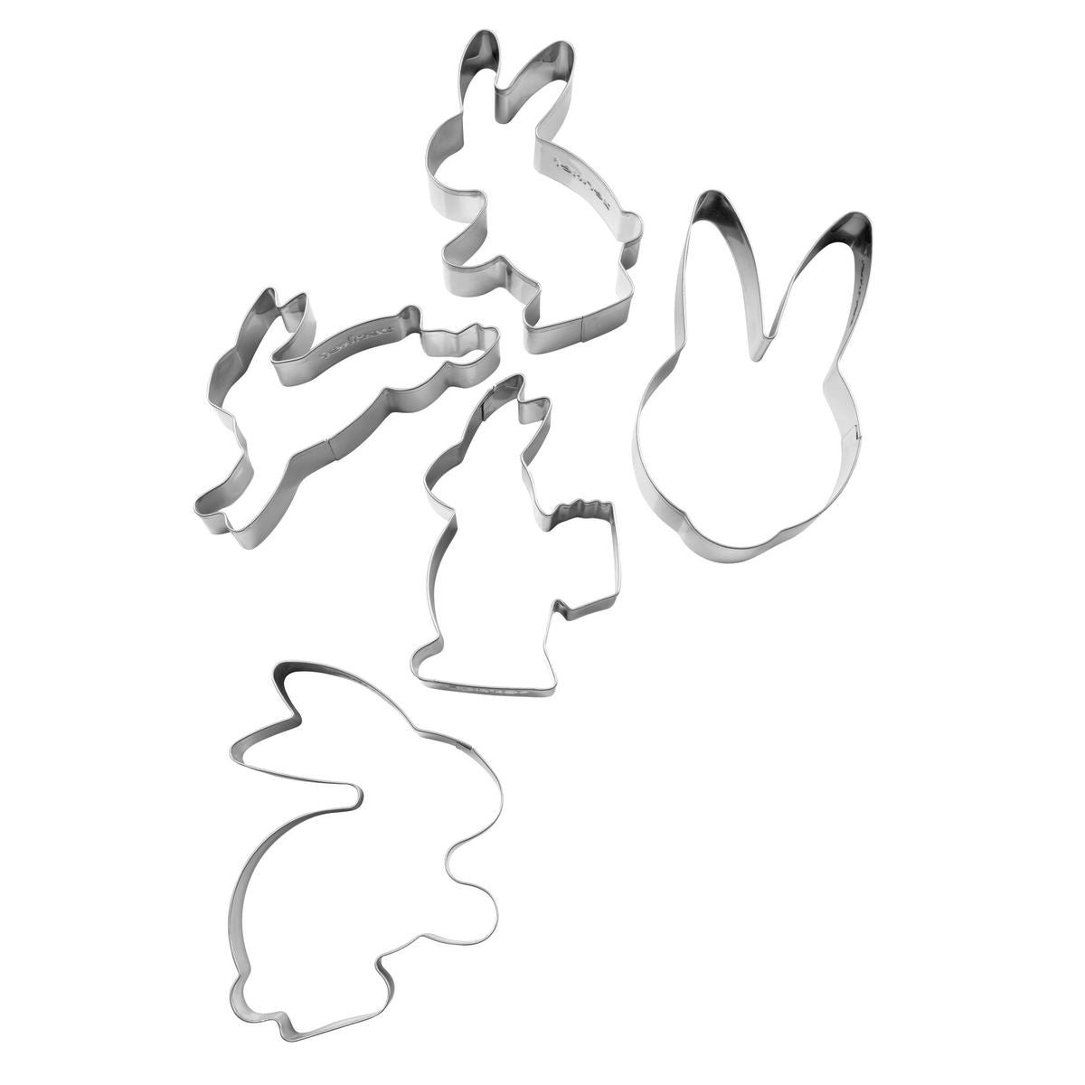 Set de 5 emporte-pièces en forme de lapin de pâques gris, ZENKER