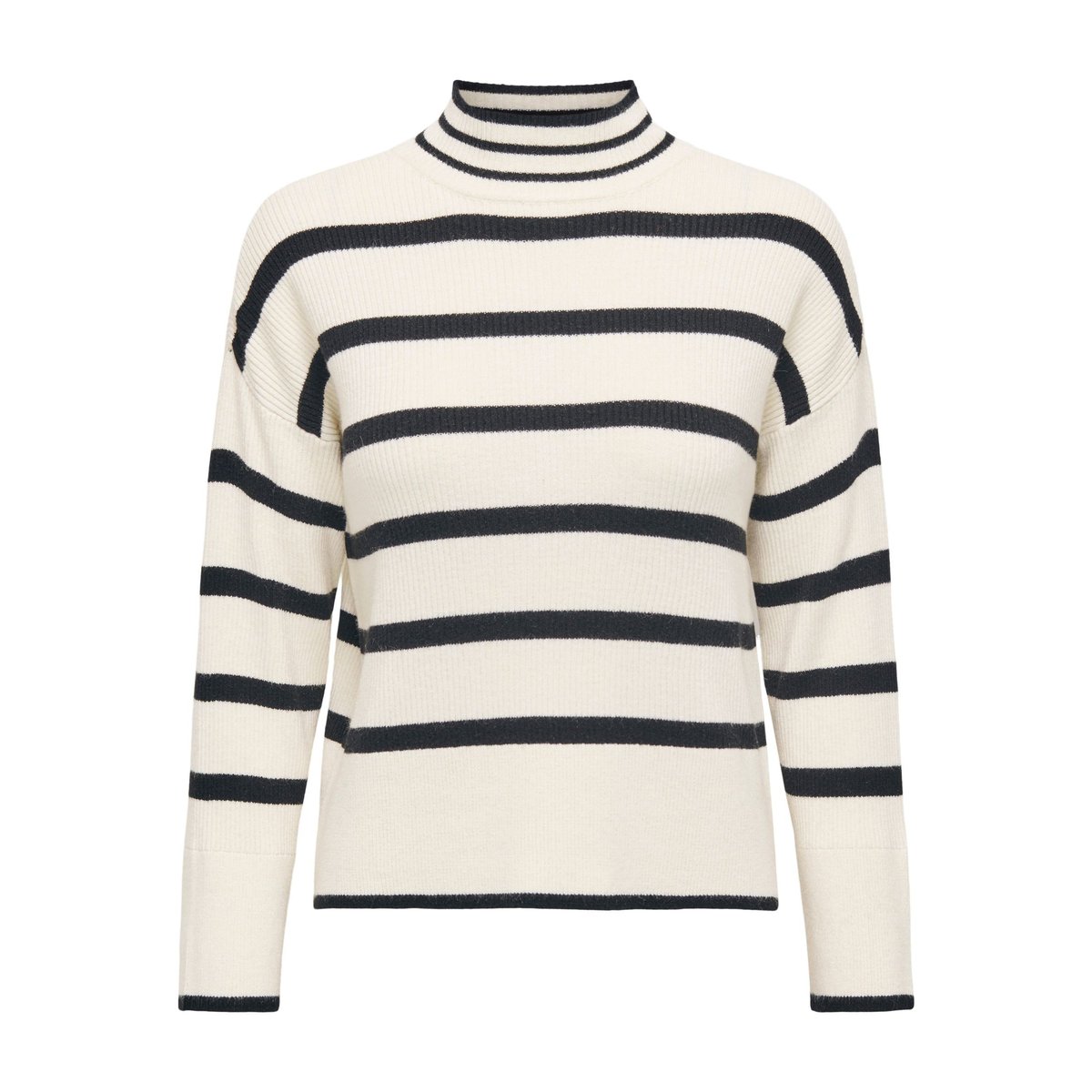 Pull col montant rayé whitecap gray, ONLY