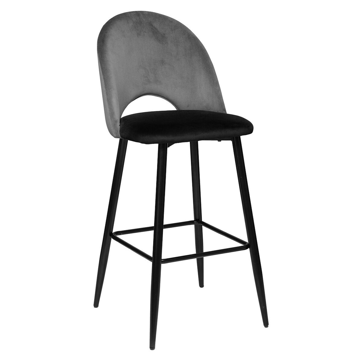 Lot de 2 chaises de bar en velours KARA gris, TOILINUX