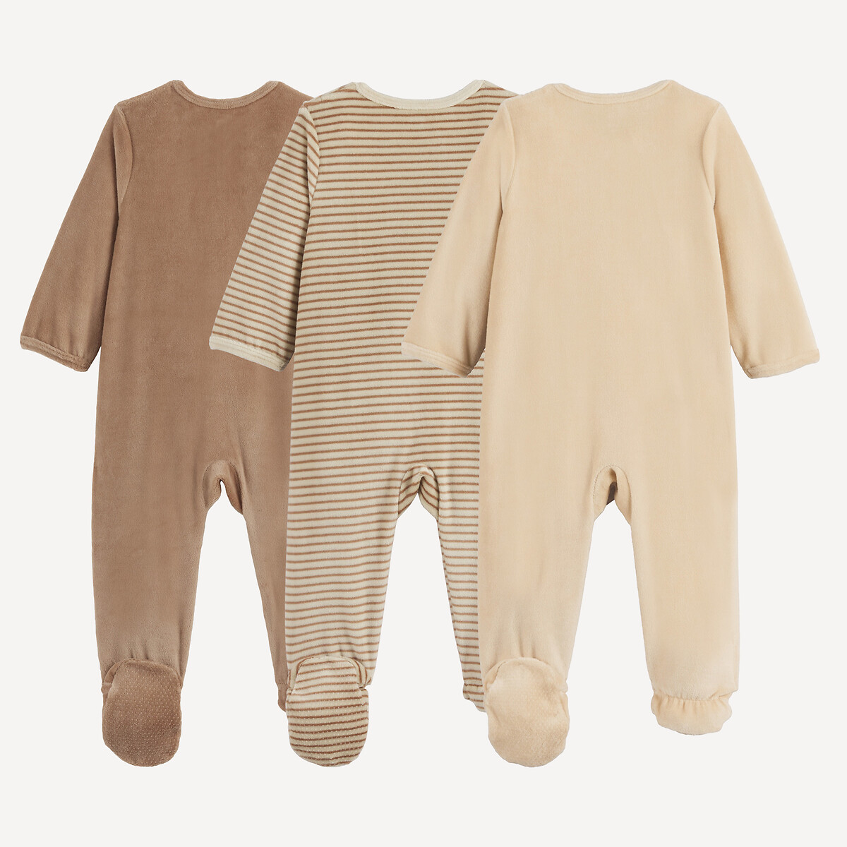 Set di 3 pigiami in velluto, con motivi con volpe e a righe assortiti , LA REDOUTE COLLECTIONS