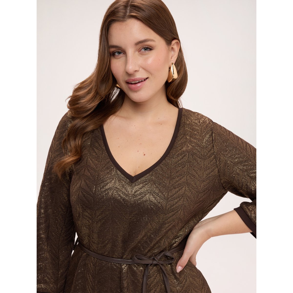 Robe courte évasée marron, FIORELLA RUBINO