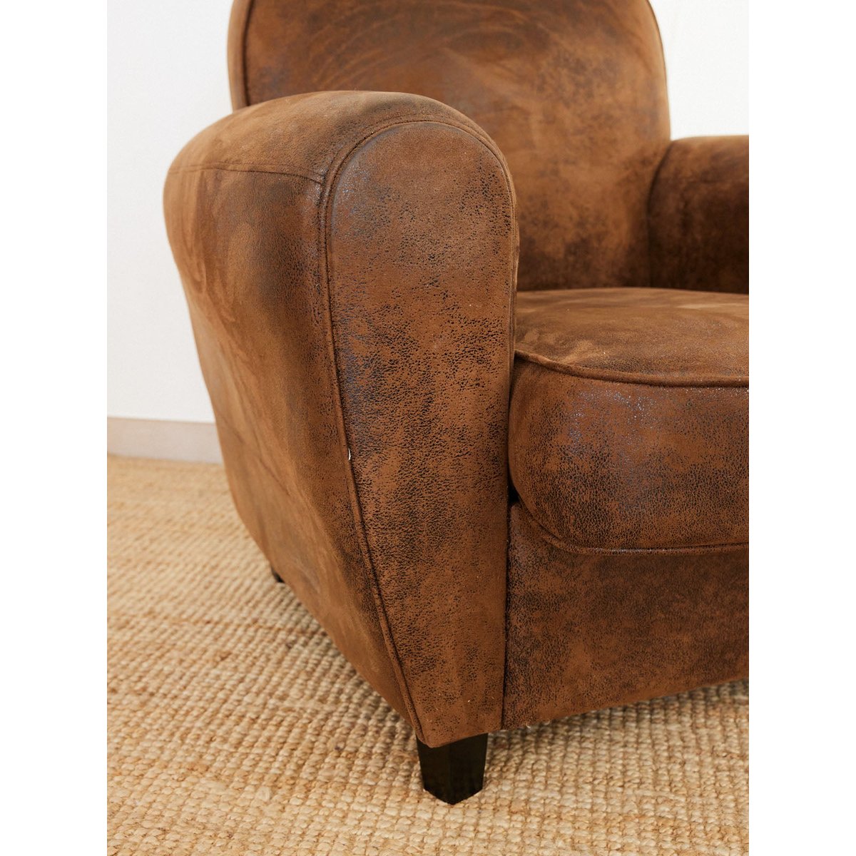 Fauteuil club en simili cuir Ernest N°1648 - Bon état marron, DEBONGOUT