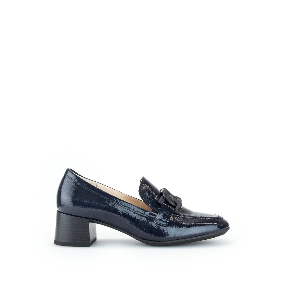 Mocassins en vernis à talon décroché block marine, GABOR