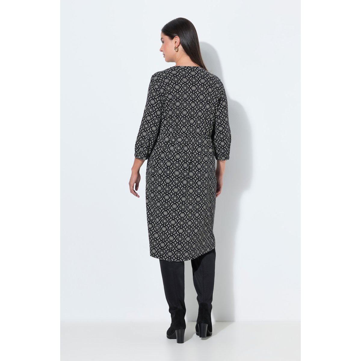 Robe avec imprimé, coupe évasée noir, ULLA POPKEN