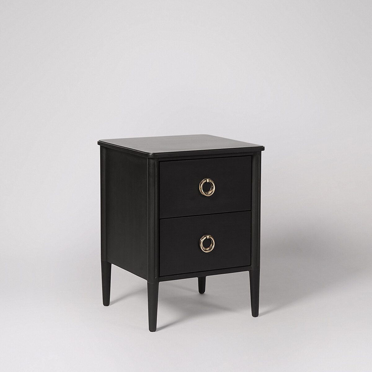 Reyna Mango Wood 2 Drawer Bedside Table black, SWOON