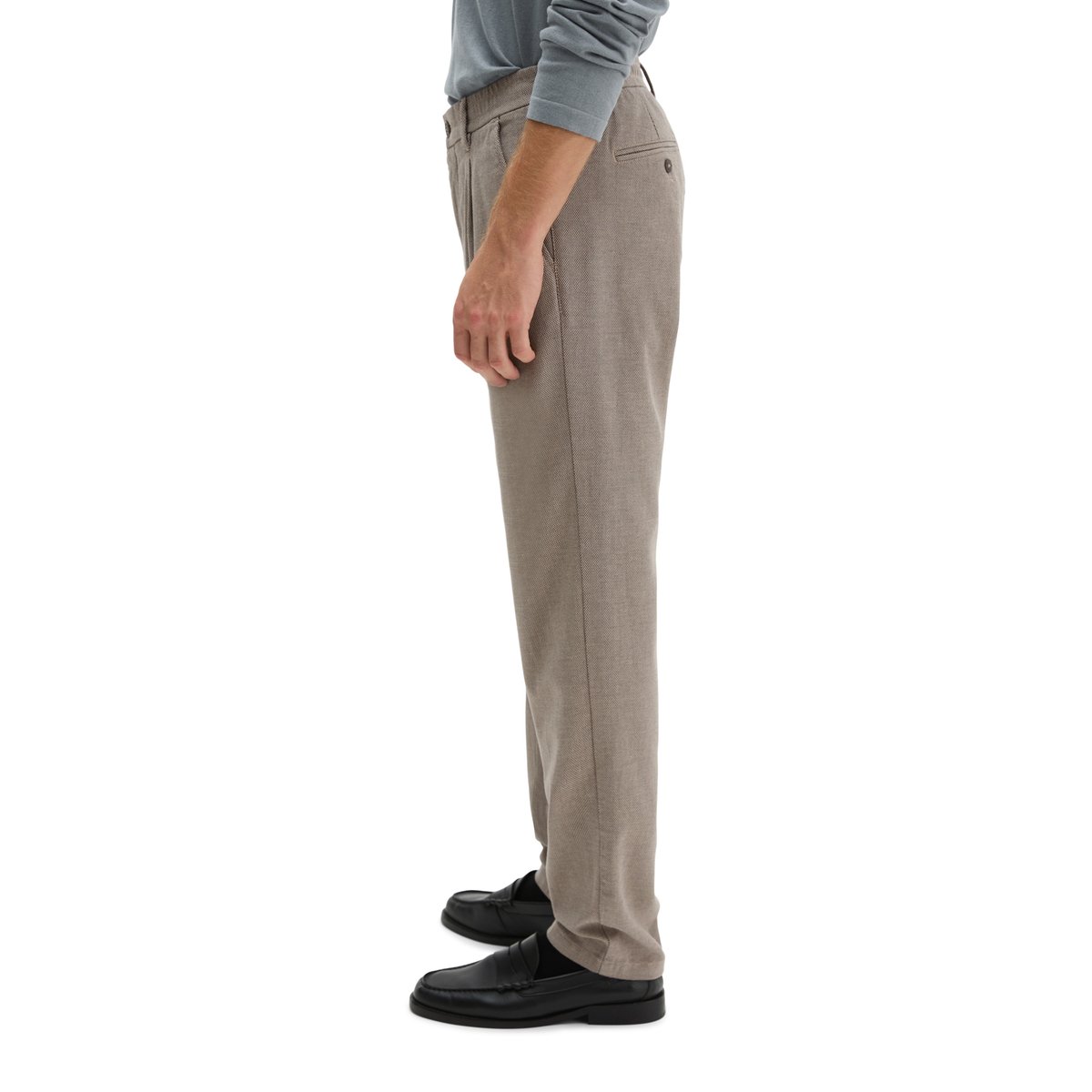 Chino modèle Stig Jogger Pleats shaped en coton bio mélangé marron, MARC O'POLO