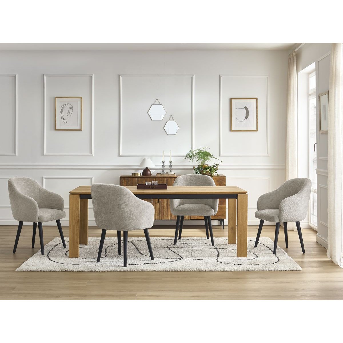 Chaise tissu texturé, SOPHIE beige, BOBOCHIC