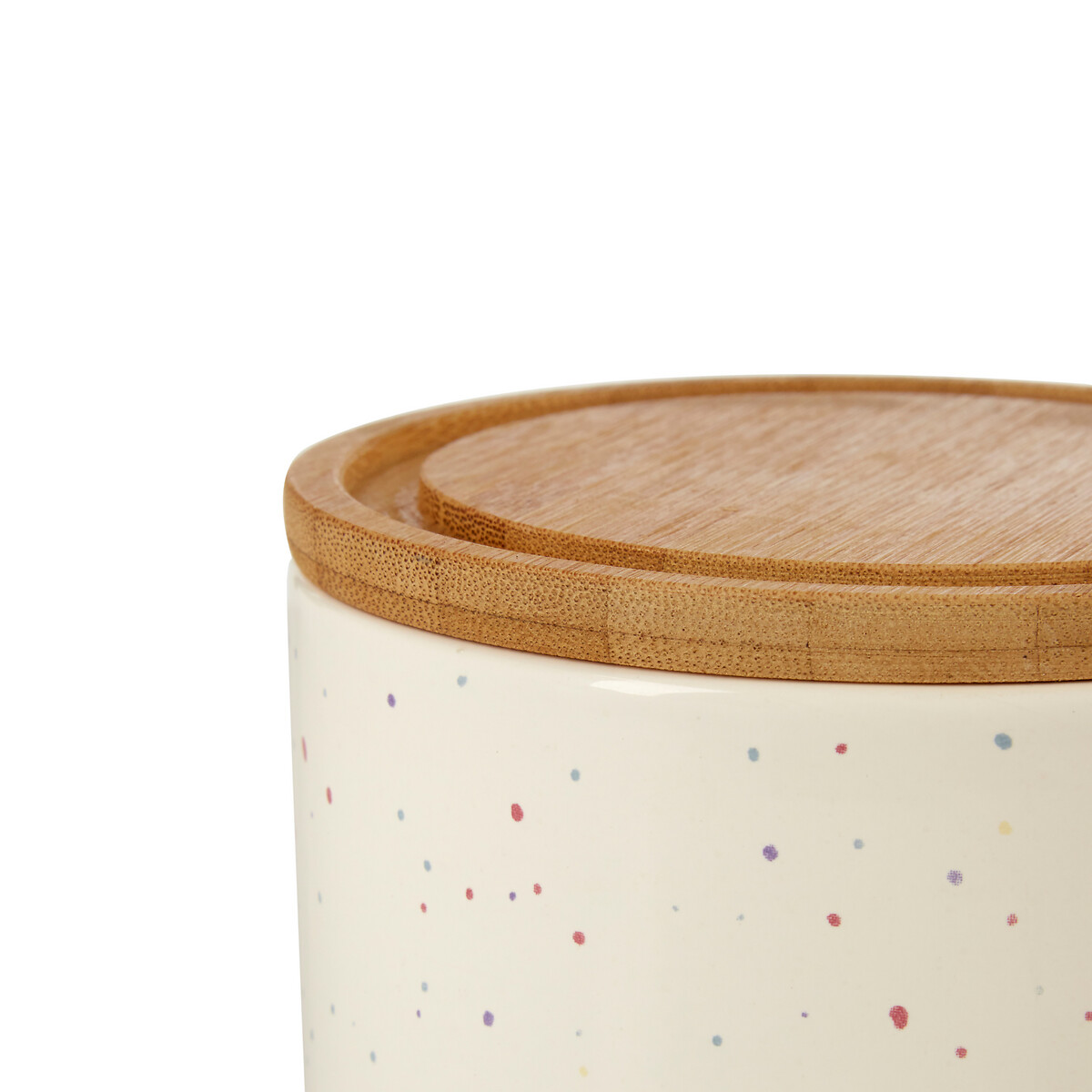 Set of 3 Wilder Speckle Stackable Canisters in Dolomite with Bamboo Lid beige, SO'HOME