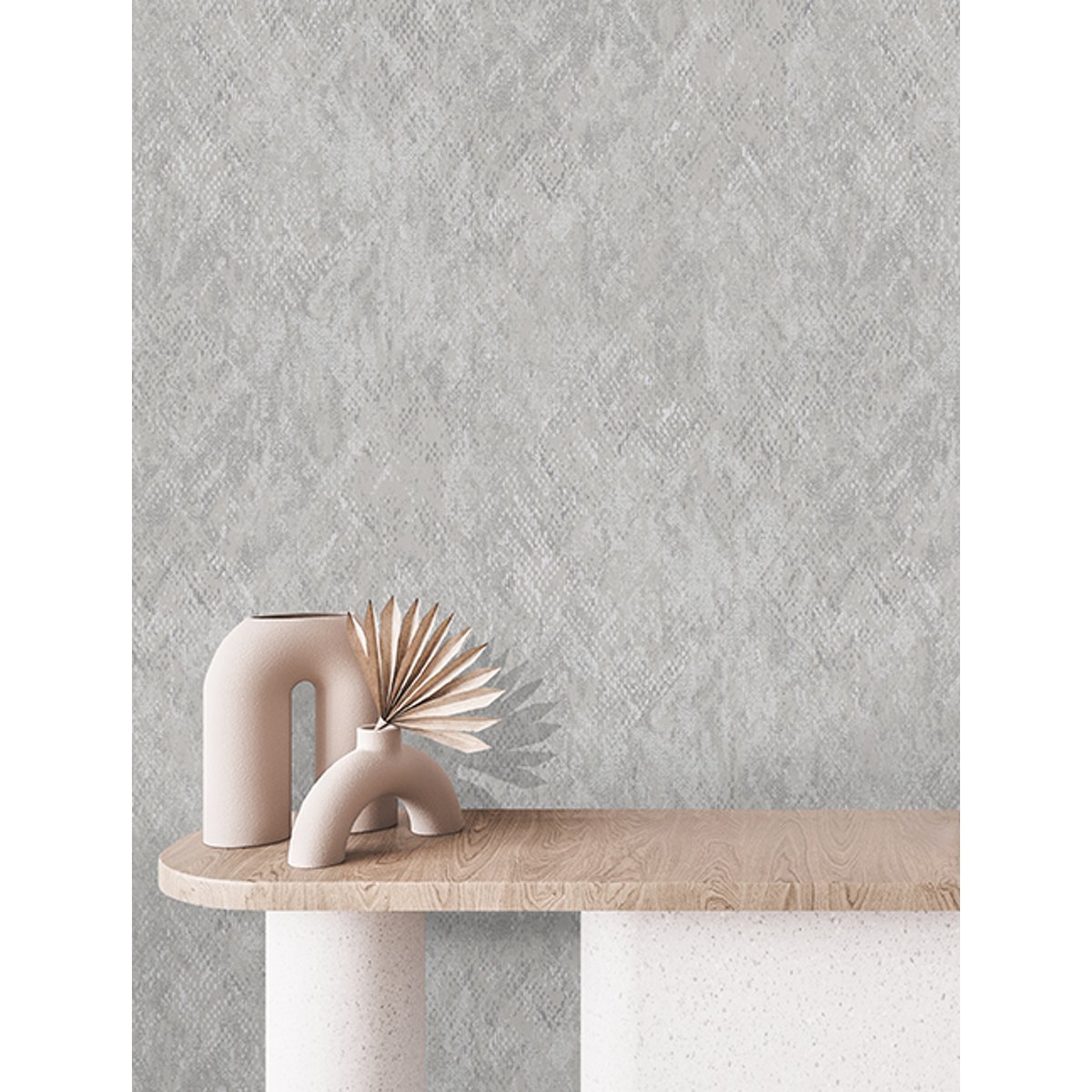 Papier peint effet peau serpent gris argenté gris, HEXOA