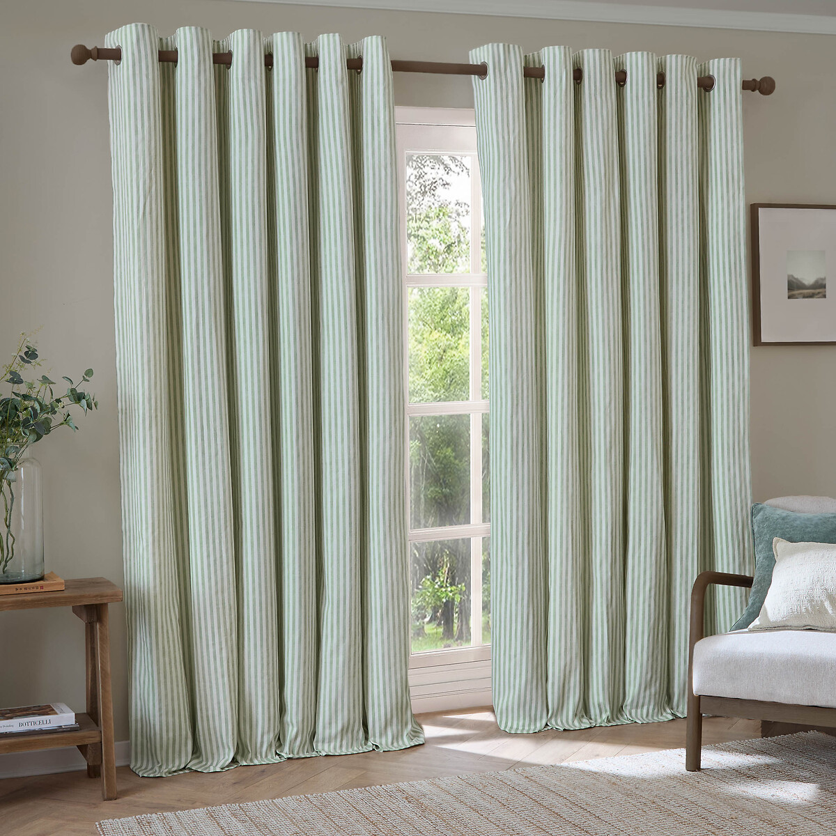 Hebden 100% Cotton Blackout Eyelet Curtain Pair eucalyptus, YARD