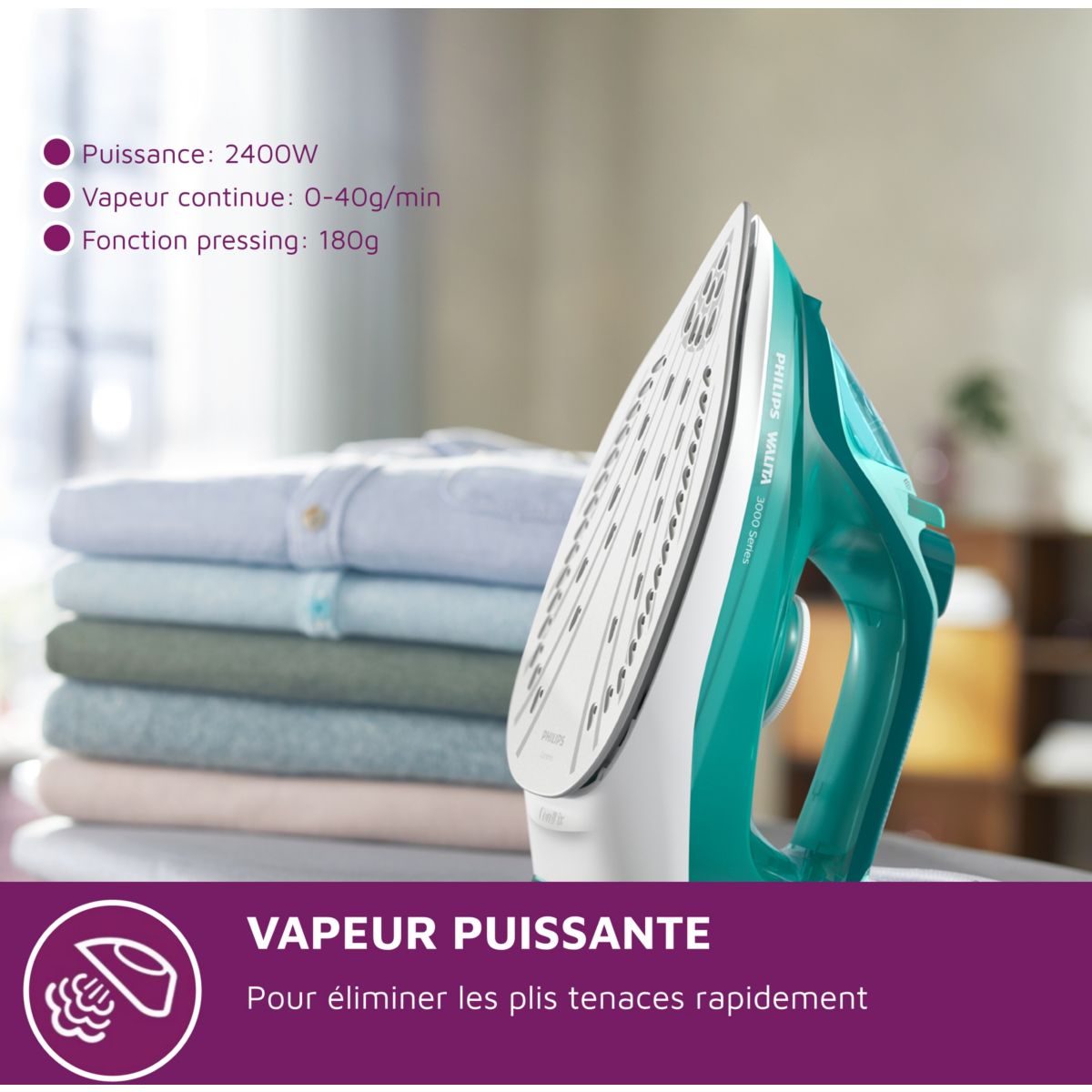 Fer à repasser DST3030/70 fer à vapeur vert vert, PHILIPS