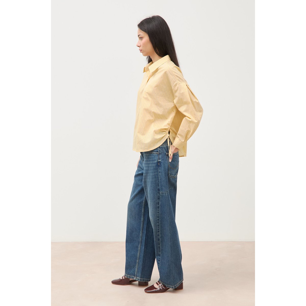 Chemise ample manches longues jaune citron, BONOBO