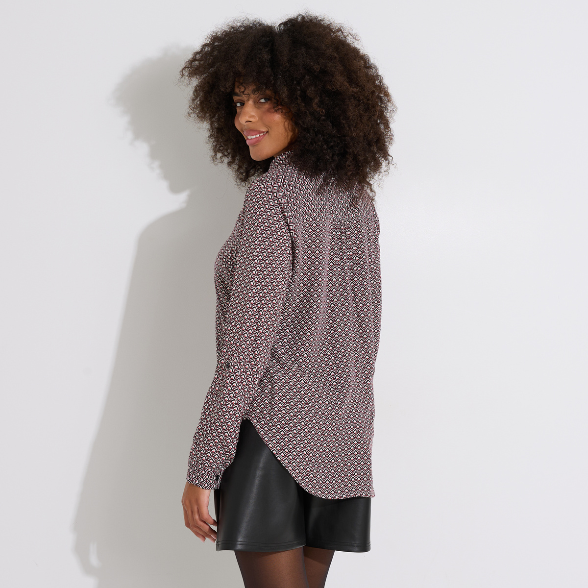 Blouse fluide col chemise orange bordeaux, GRAIN DE MALICE