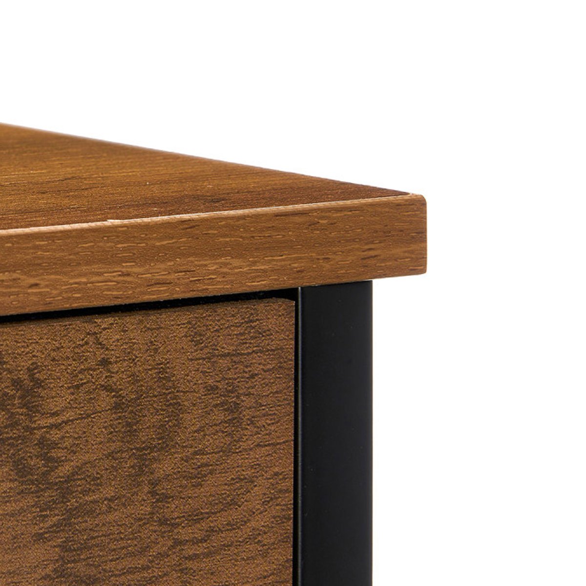 Table de chevet noir et bois 2 tiroirs 40x29.5x49cm noir, WADIGA