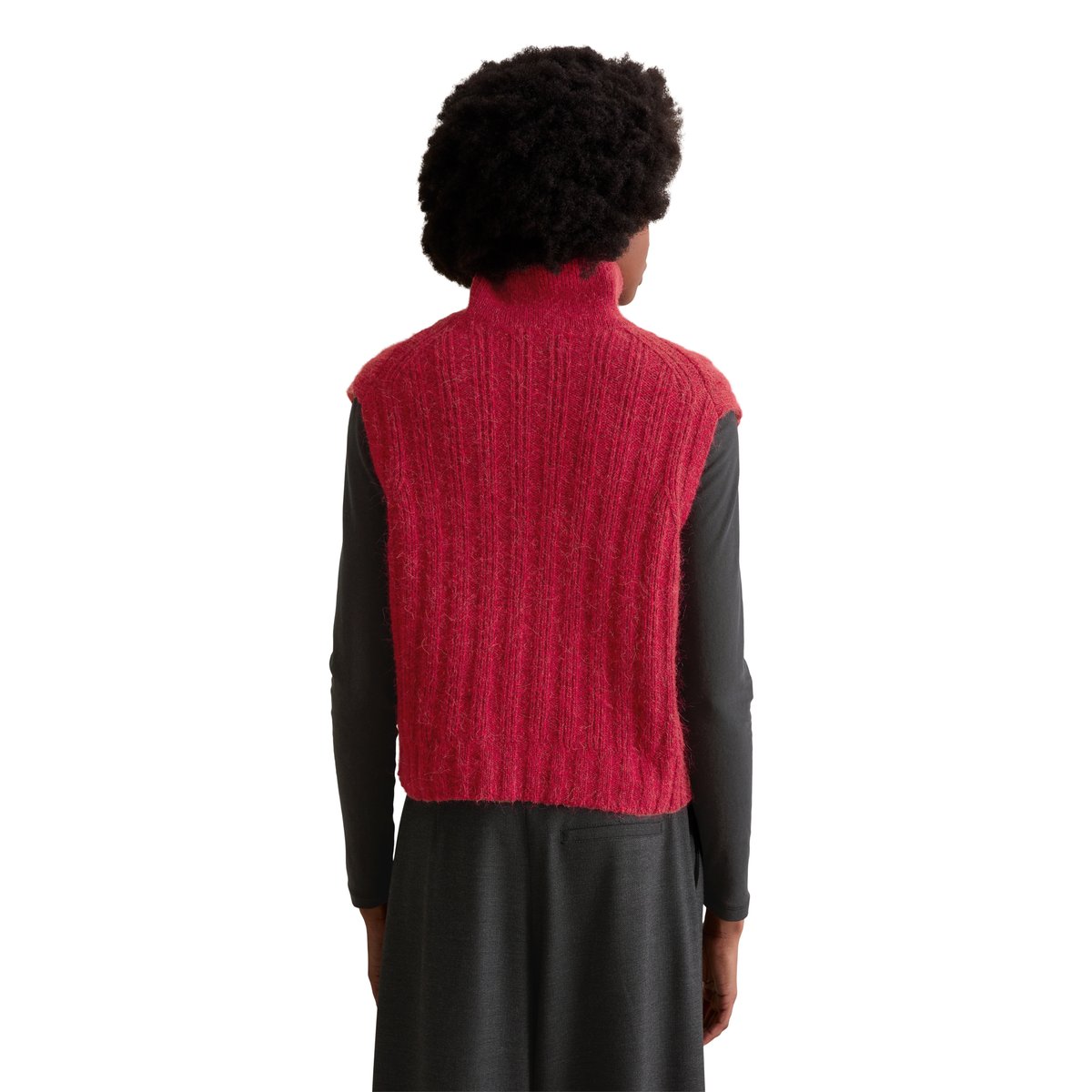 Pull-over troyer relaxed en noble mélange de laine et de laine d'alpaga rouge, MARC O’POLO DENIM