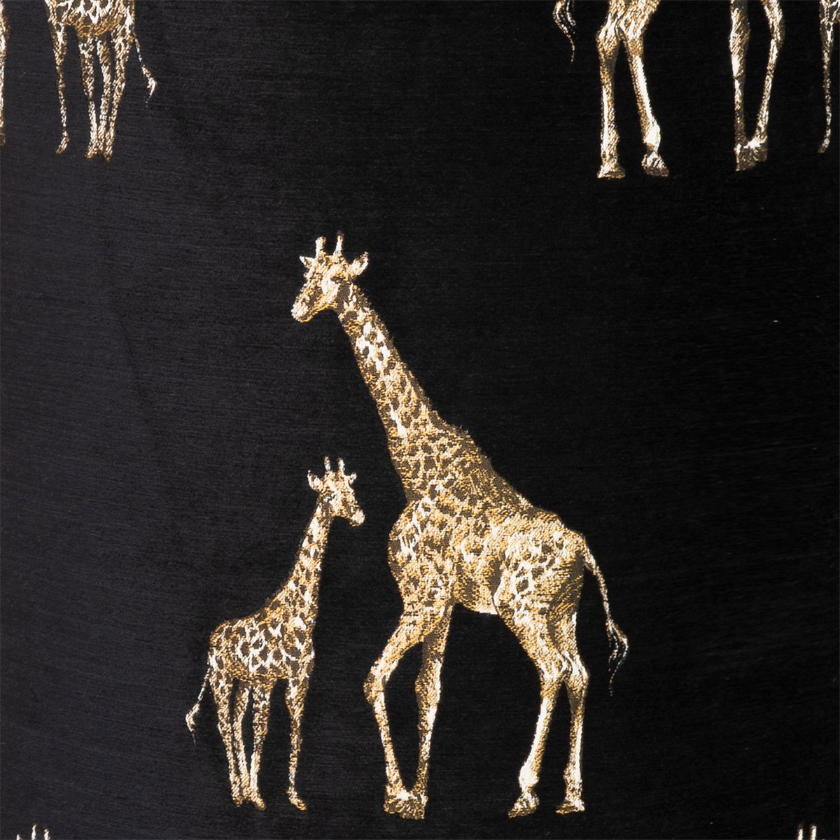 Pouf en velours avec girafes brodées noir, MX HOME