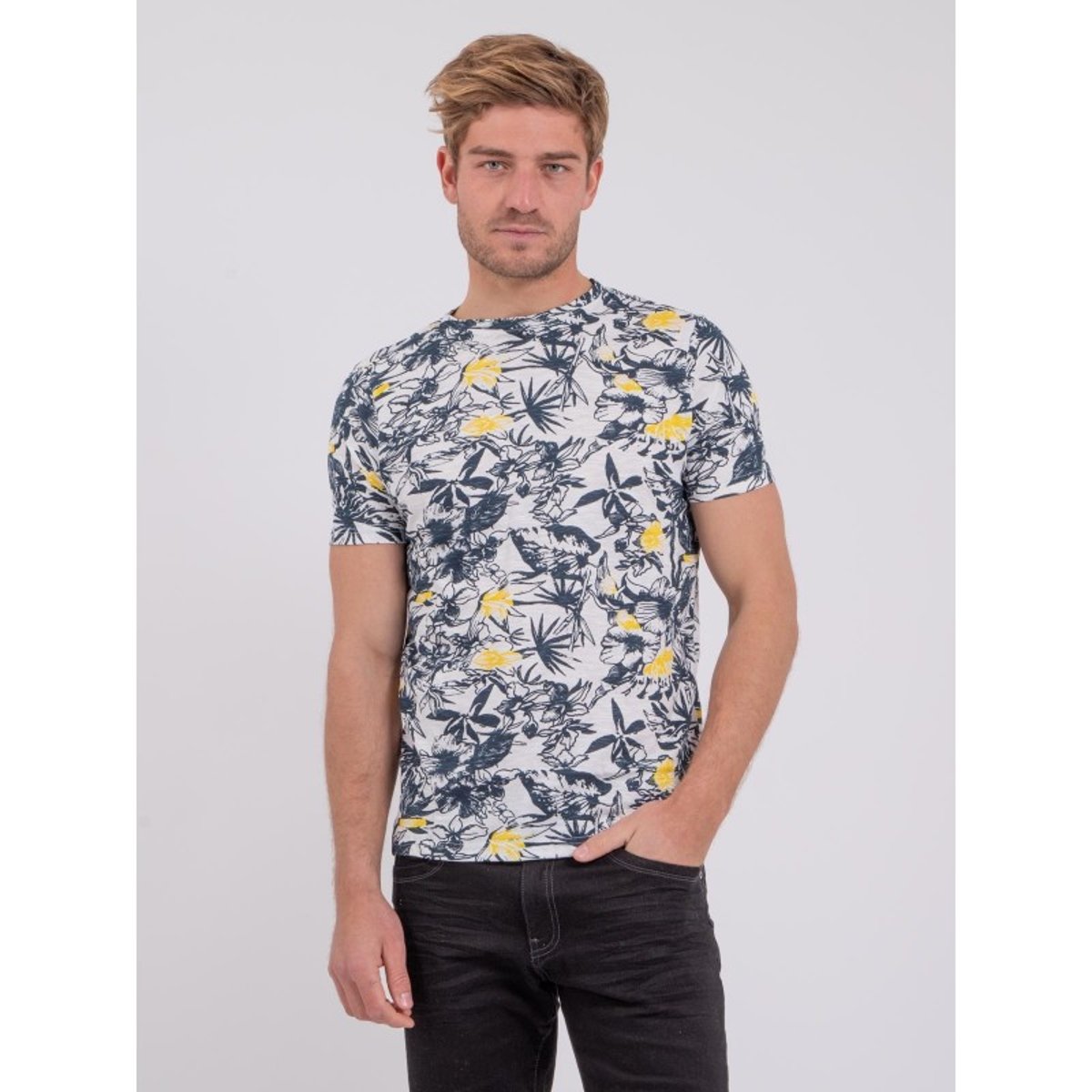 T-shirt Col Rond Pur Coton Nakiwi jaune, RITCHIE