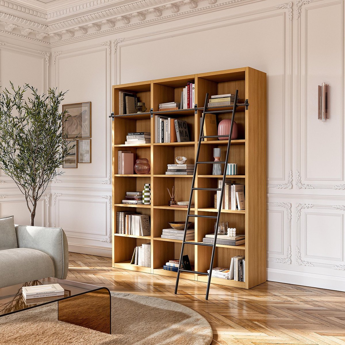 Bibliothèque bois CAMUS naturel clair, HABITAT