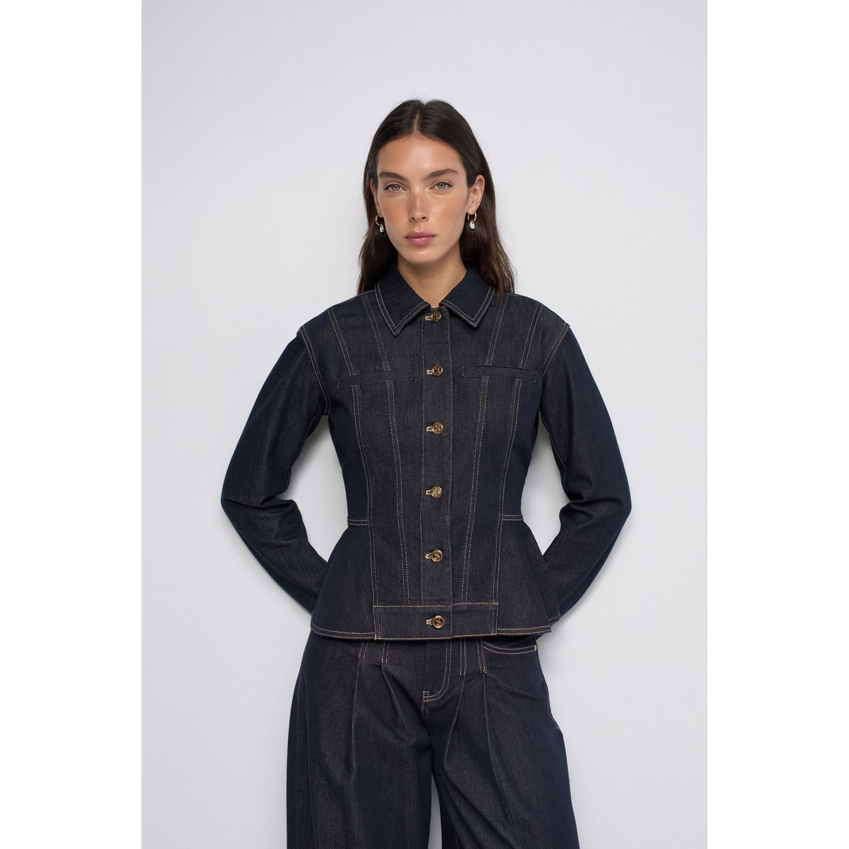VESTE EN DENIM CINTRÉE DENIM ATELIER bleu foncé, SALSA JEANS