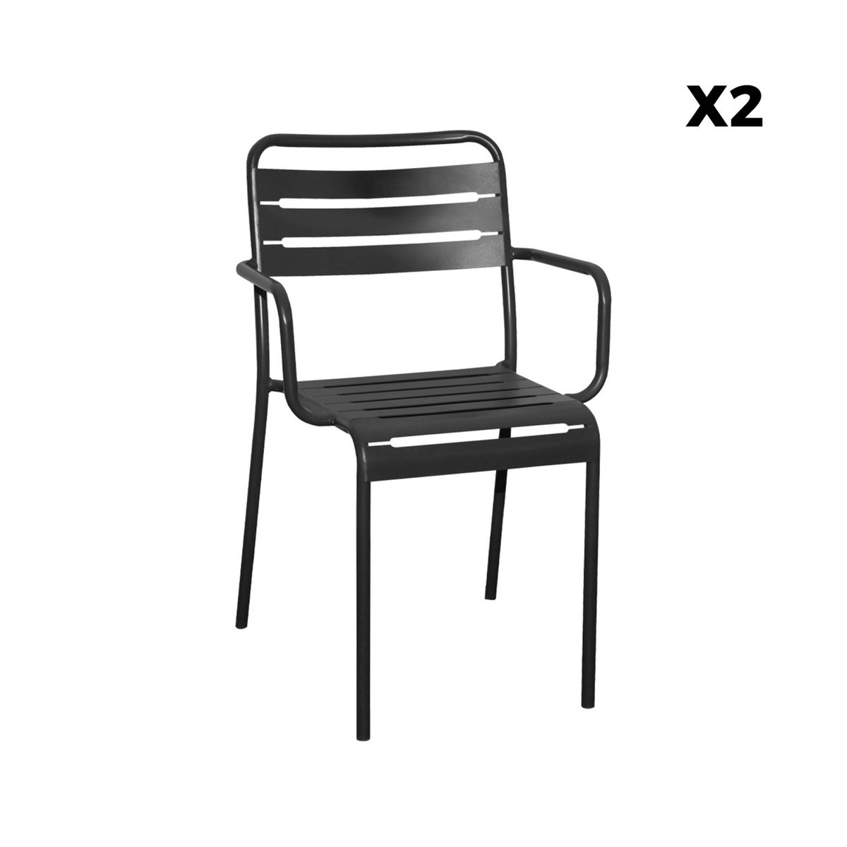 Table de jardin métal + 6 assises AMELIA anthracite, SWEEEK