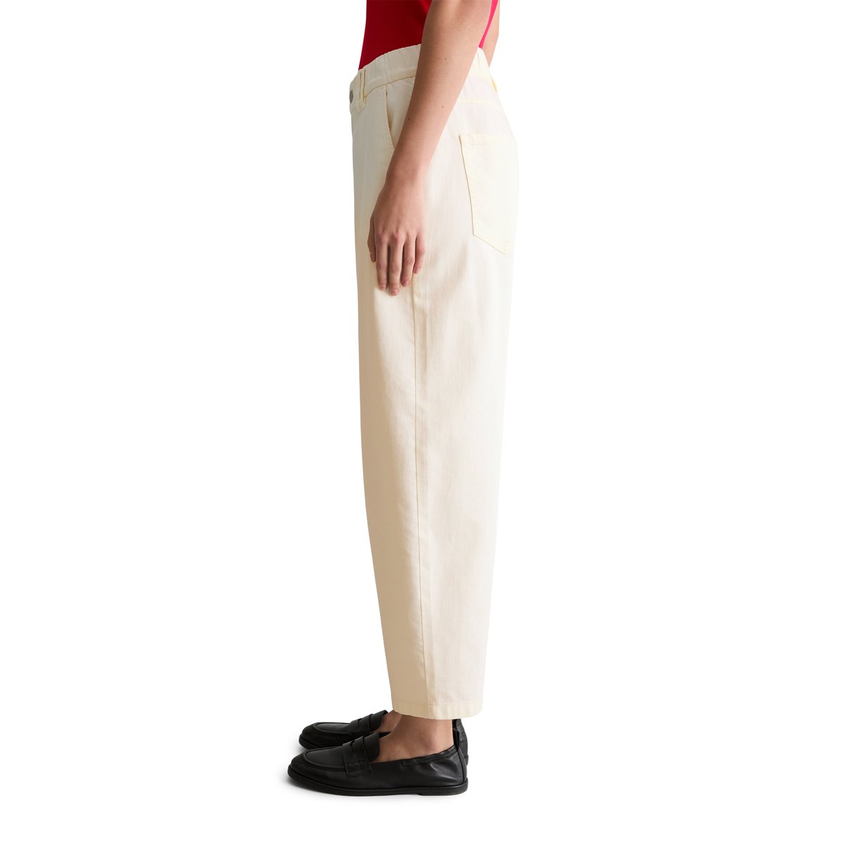 Barrel-Pants cropped en sergé de coton organique et de lyocell blanc naturel, MARC O’POLO DENIM