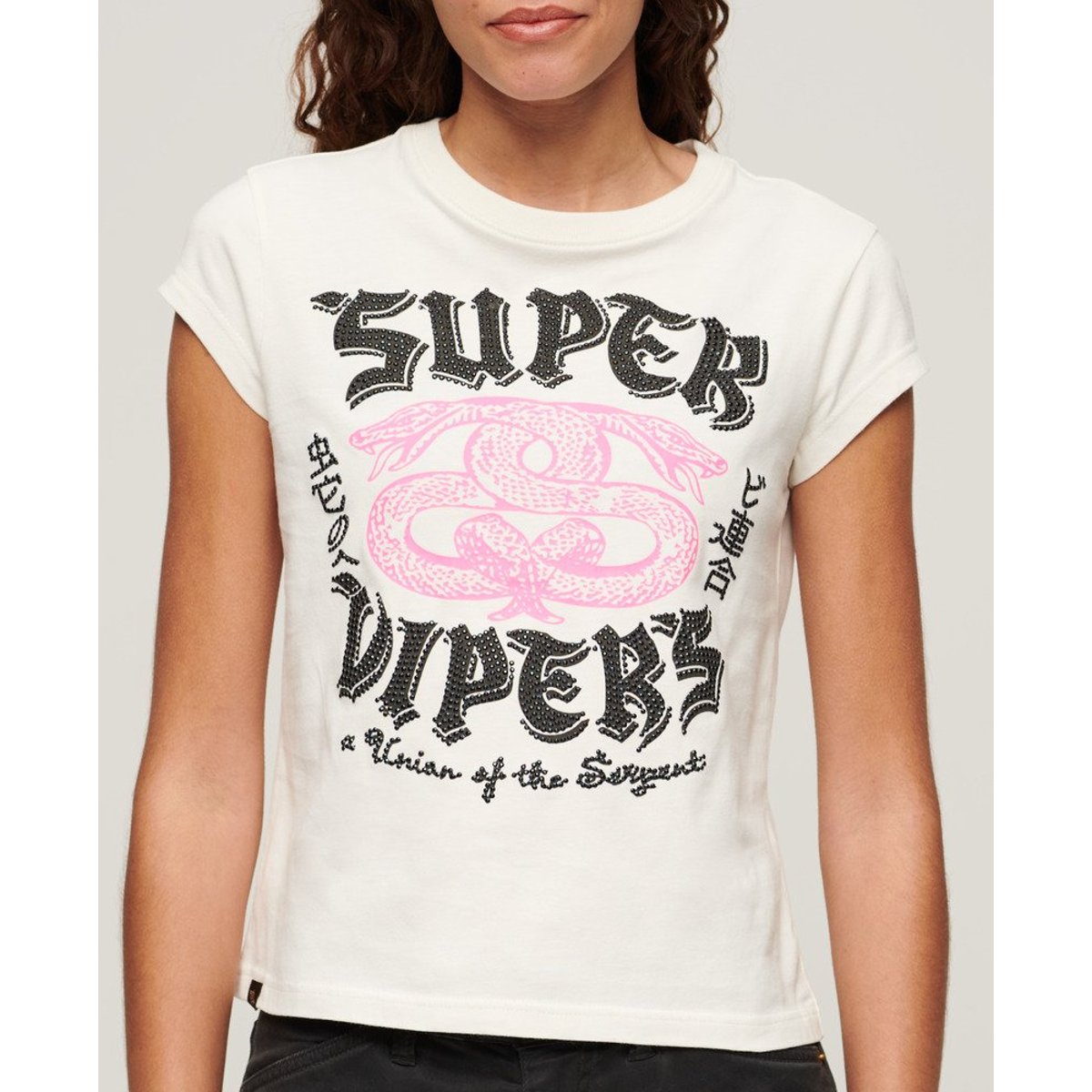 T-shirt fantaisie à mancherons et motif affiches écru, SUPERDRY