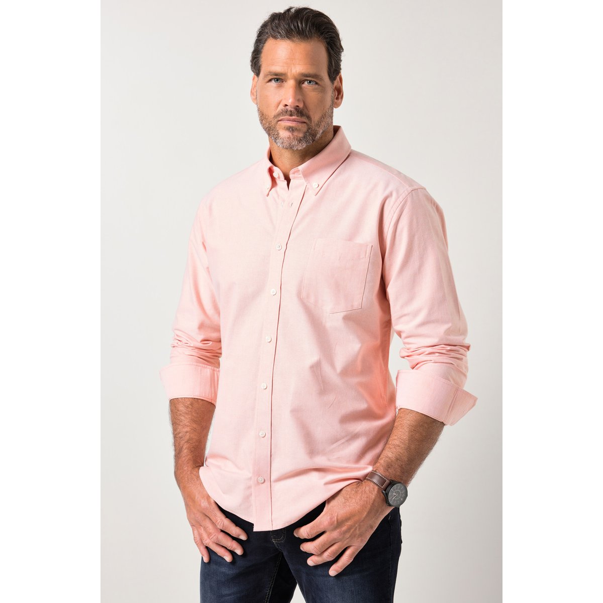 Chemise Oxford, manches longues abricot foncé, JP1880
