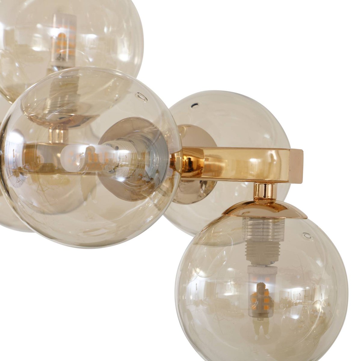 Suspension en métal moderne, Naelen or, cognac, LUCANDE