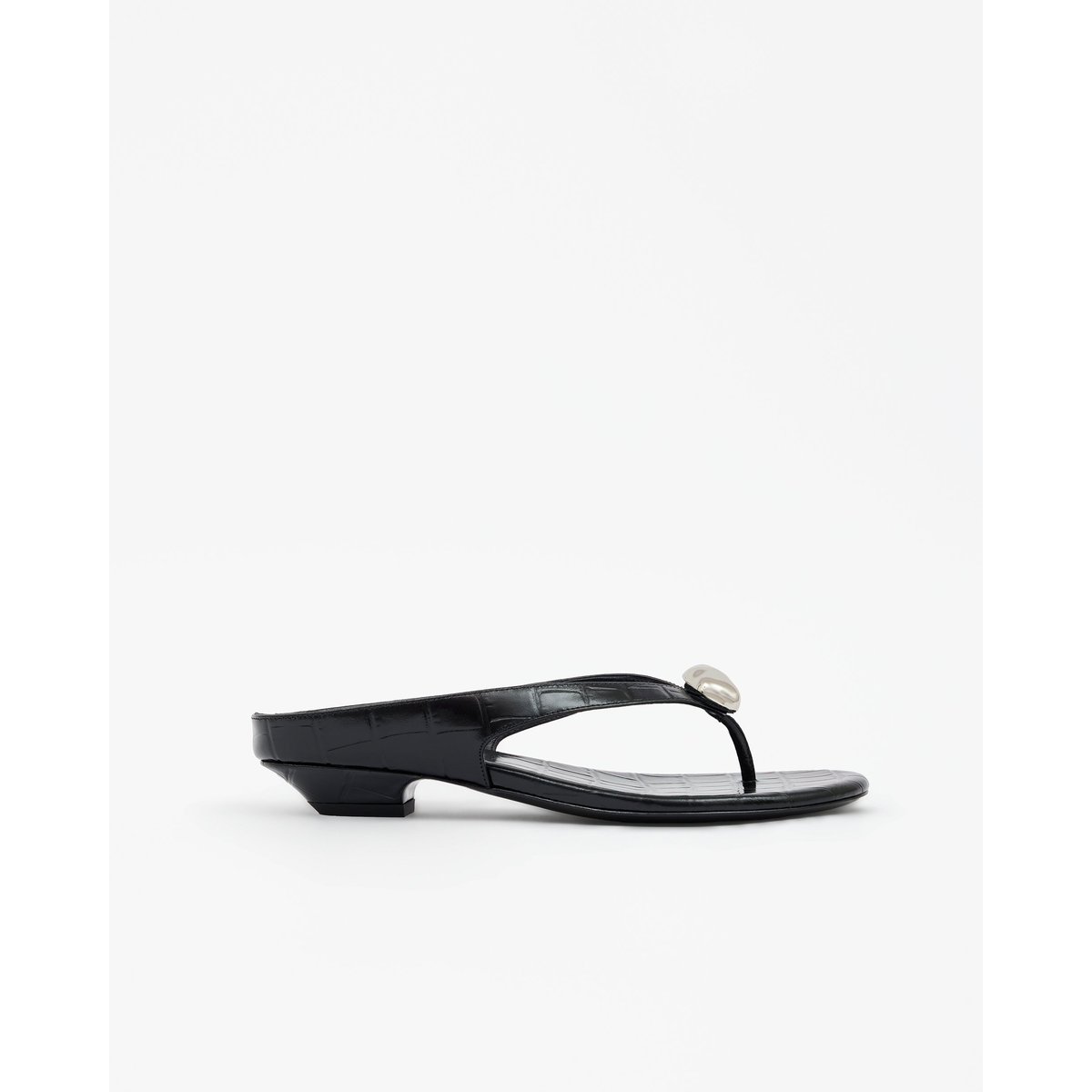 Mules à ornement bijou argenté CRISTO noir, MI MAI