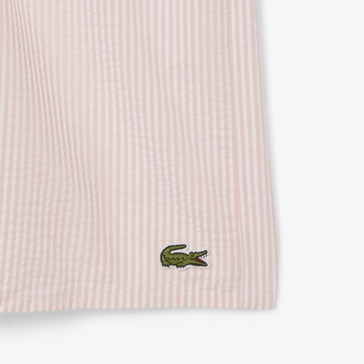 Short de bain mi-long rayé texturé blanc-1iz, LACOSTE