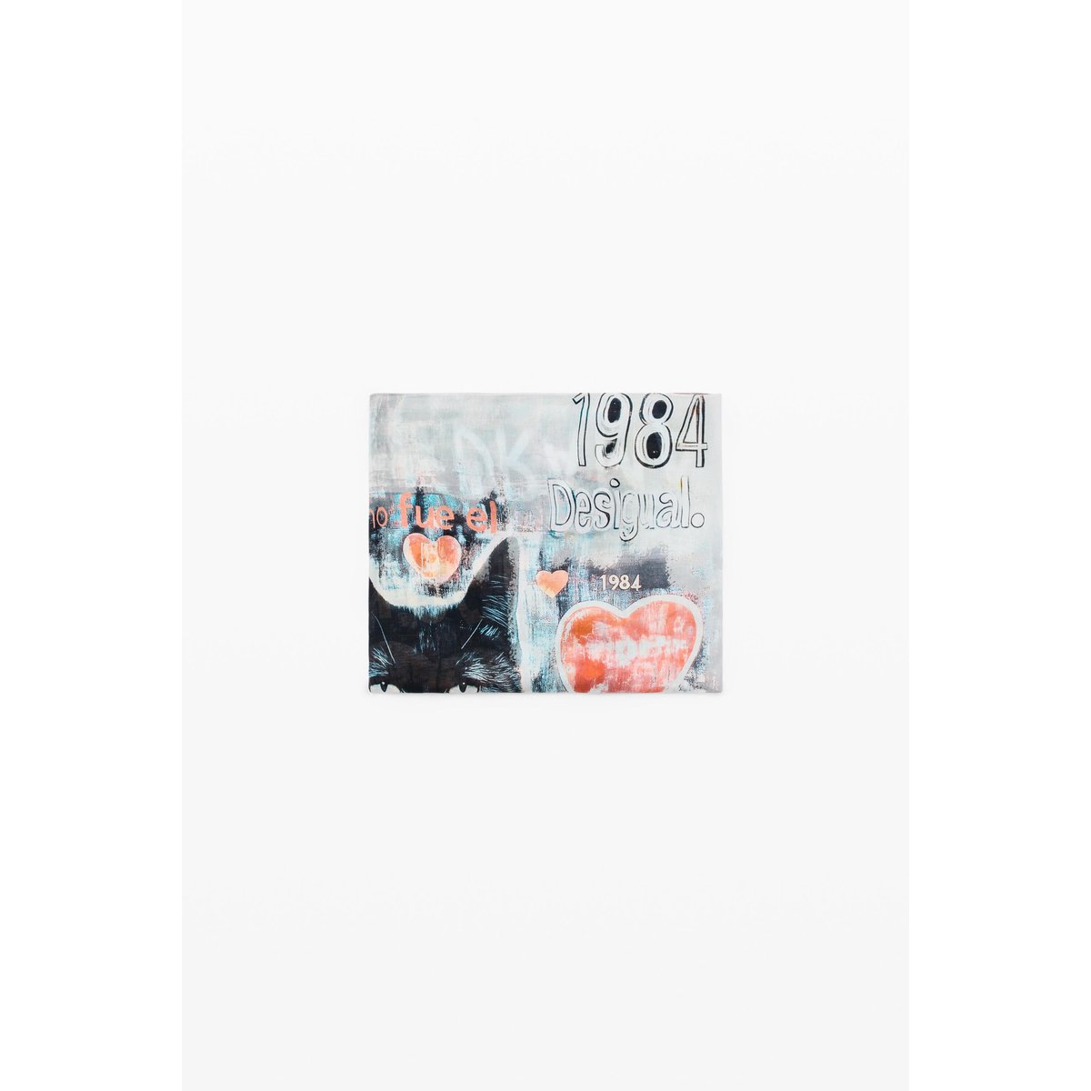 Foulard imprimé rectangulaire noir, DESIGUAL