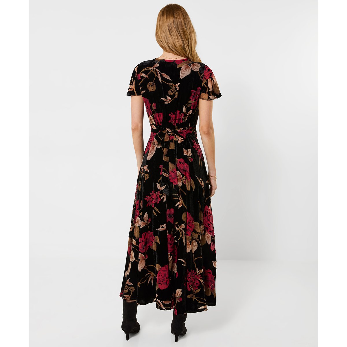 Robe Longue en Velours Dévoré Remarquable noir, JOE BROWNS