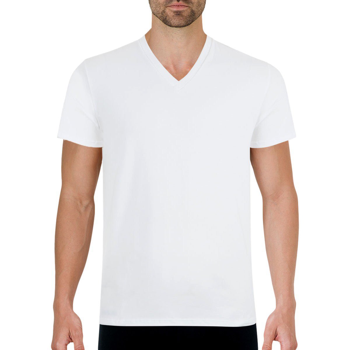 T-shirt col V coton d'Egypte blanc, EMINENCE