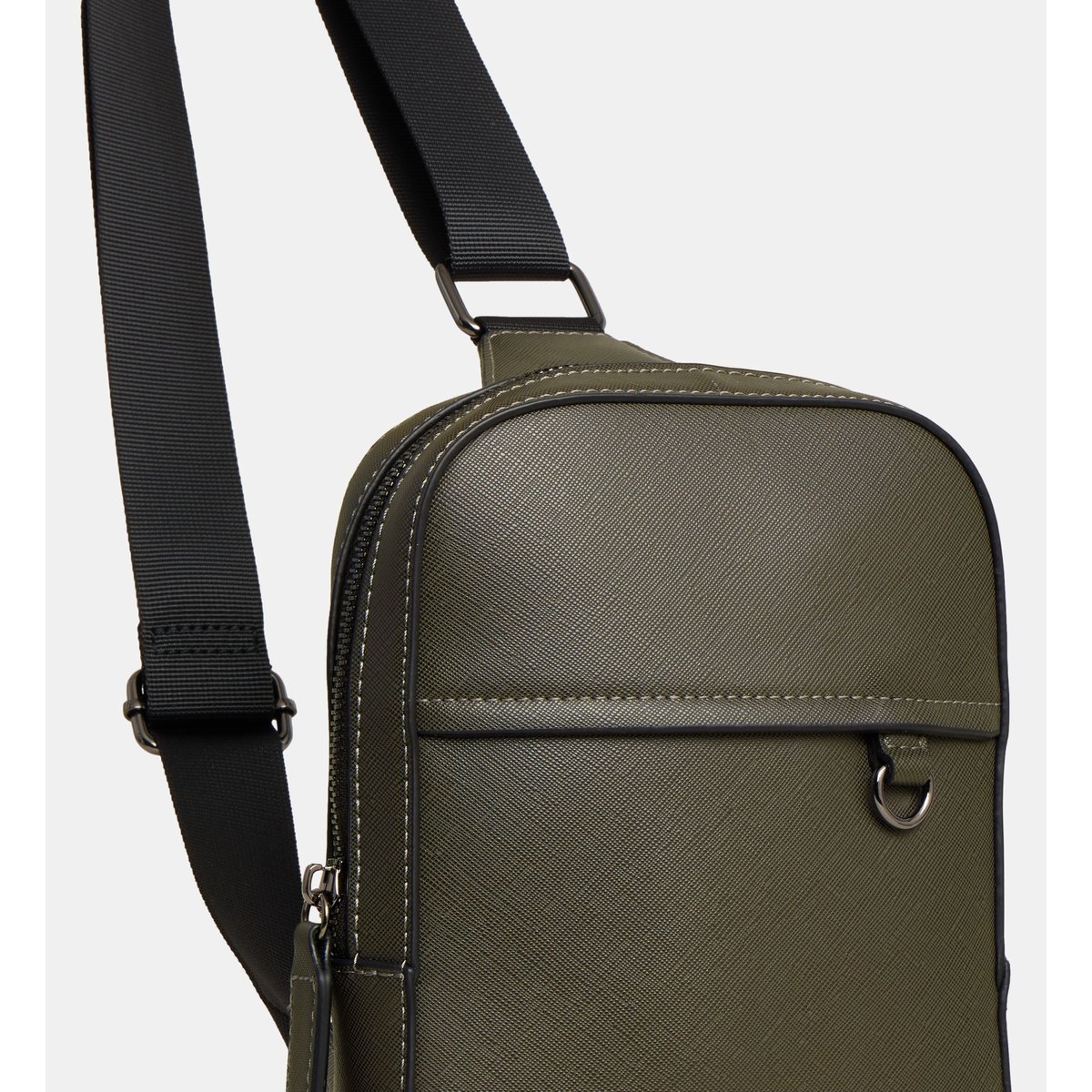 Sacoche crossbody victor effet saffiano gris, GALERIES LAFAYETTE
