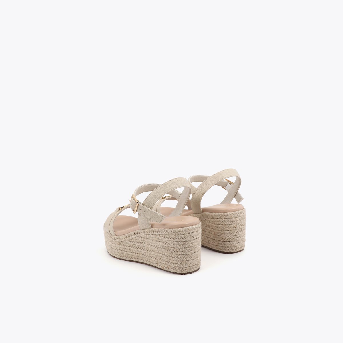 Sandales compensées à plateforme tressée beige, LOLA CASADEMUNT