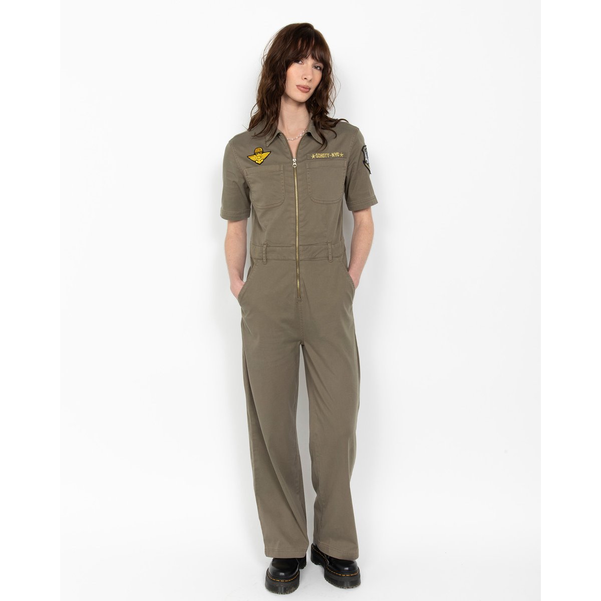 Combinaison manches courtes army kaki clair, SCHOTT