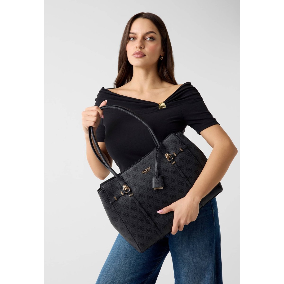 Leona Logo Shopper noir multi, GUESS