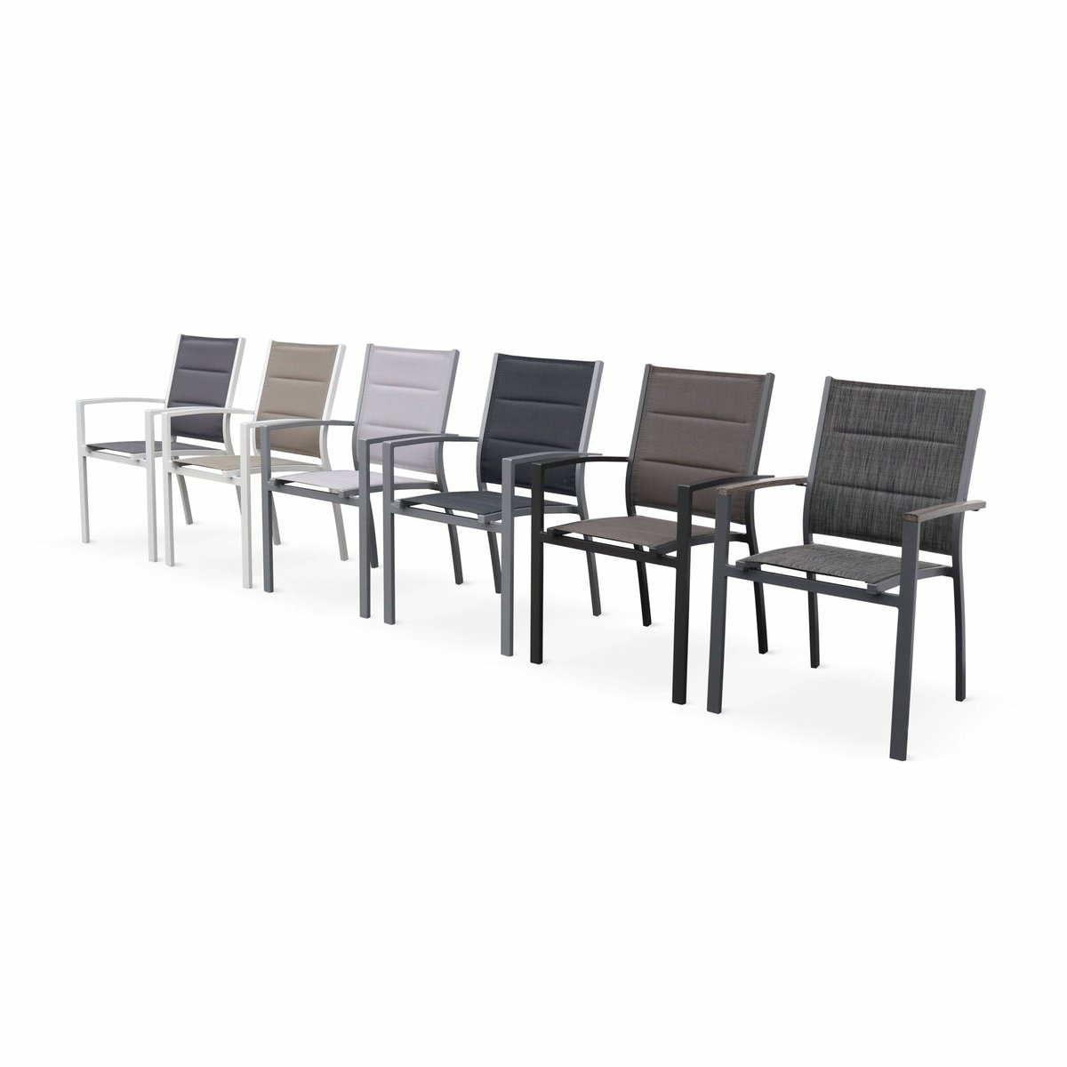 Chaise de jardin empilable aluminium (lot de 2) FAUTEUILS CHICAGO gris / gris foncé, SWEEEK