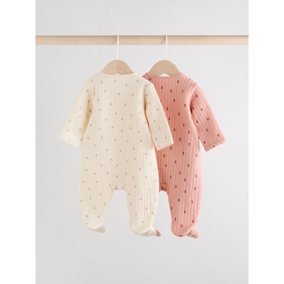 Grenouillère matelassée bébé, lot de 2 rose/crème, NEXT