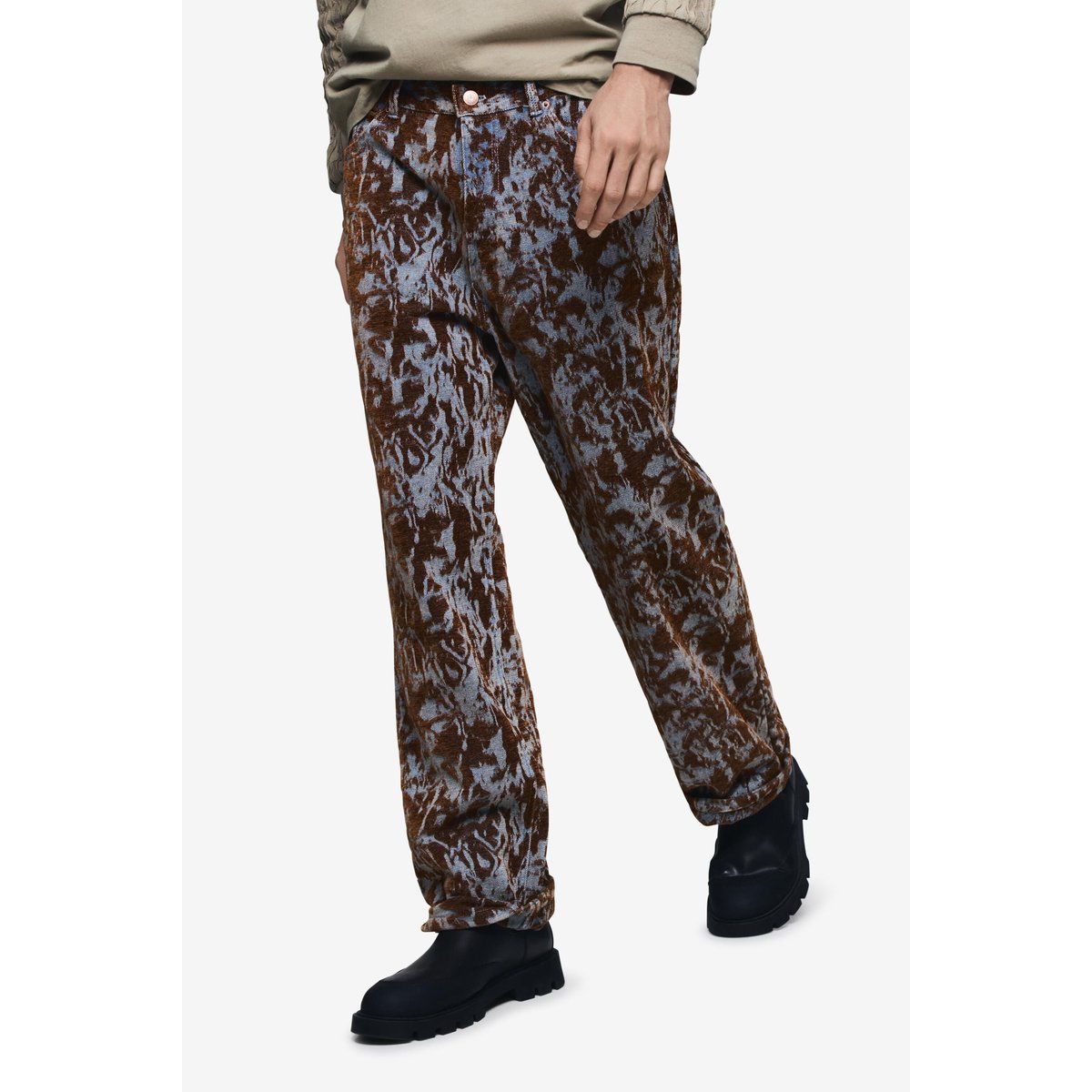 Pantalon droit textures marron, DESIGUAL