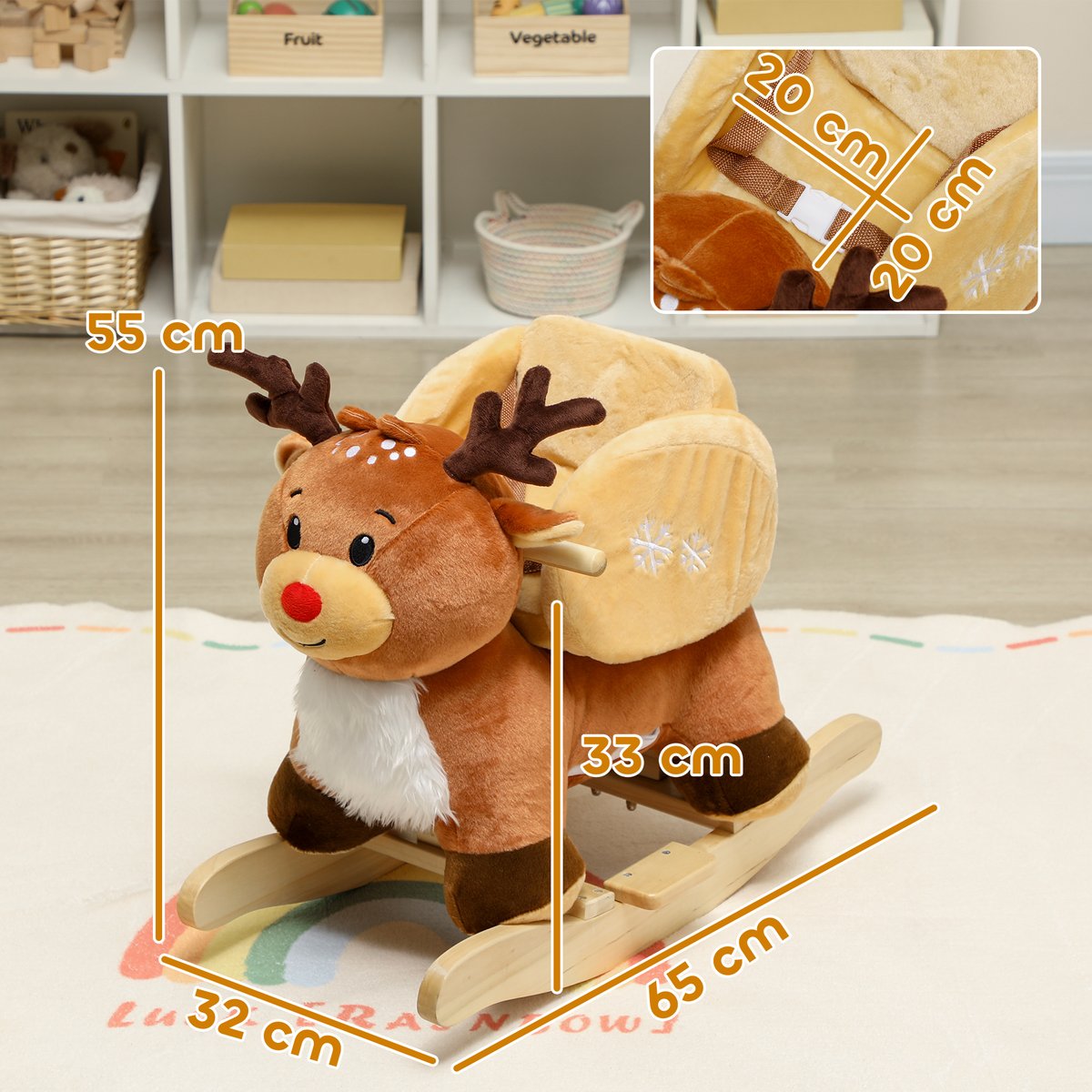 Cheval à bascule pour enfants Polyester marron, AIYAPLAY