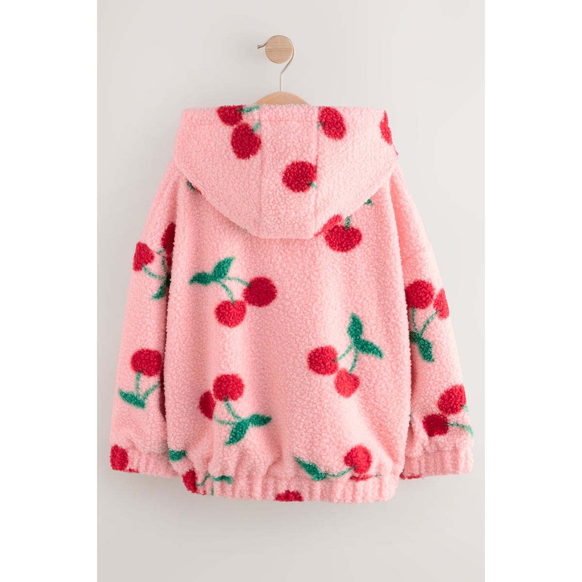 Veste à capuche en peau lainée zippée rose/rouge cerise, NEXT