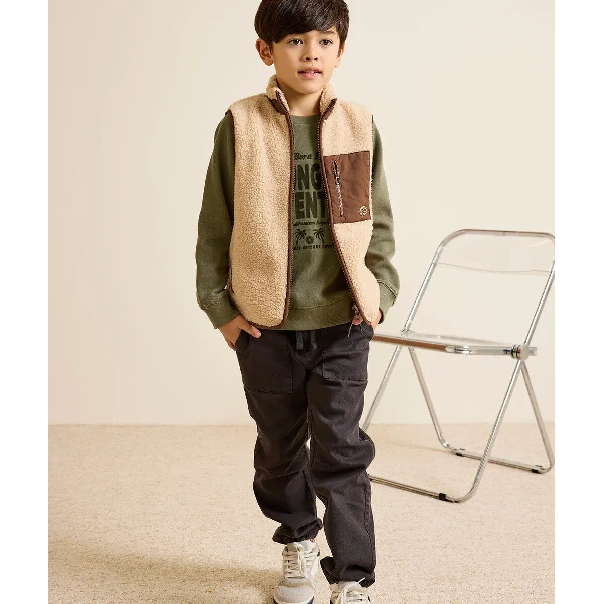 Veste sans manches en sherpa beige, TAPE A L'OEIL