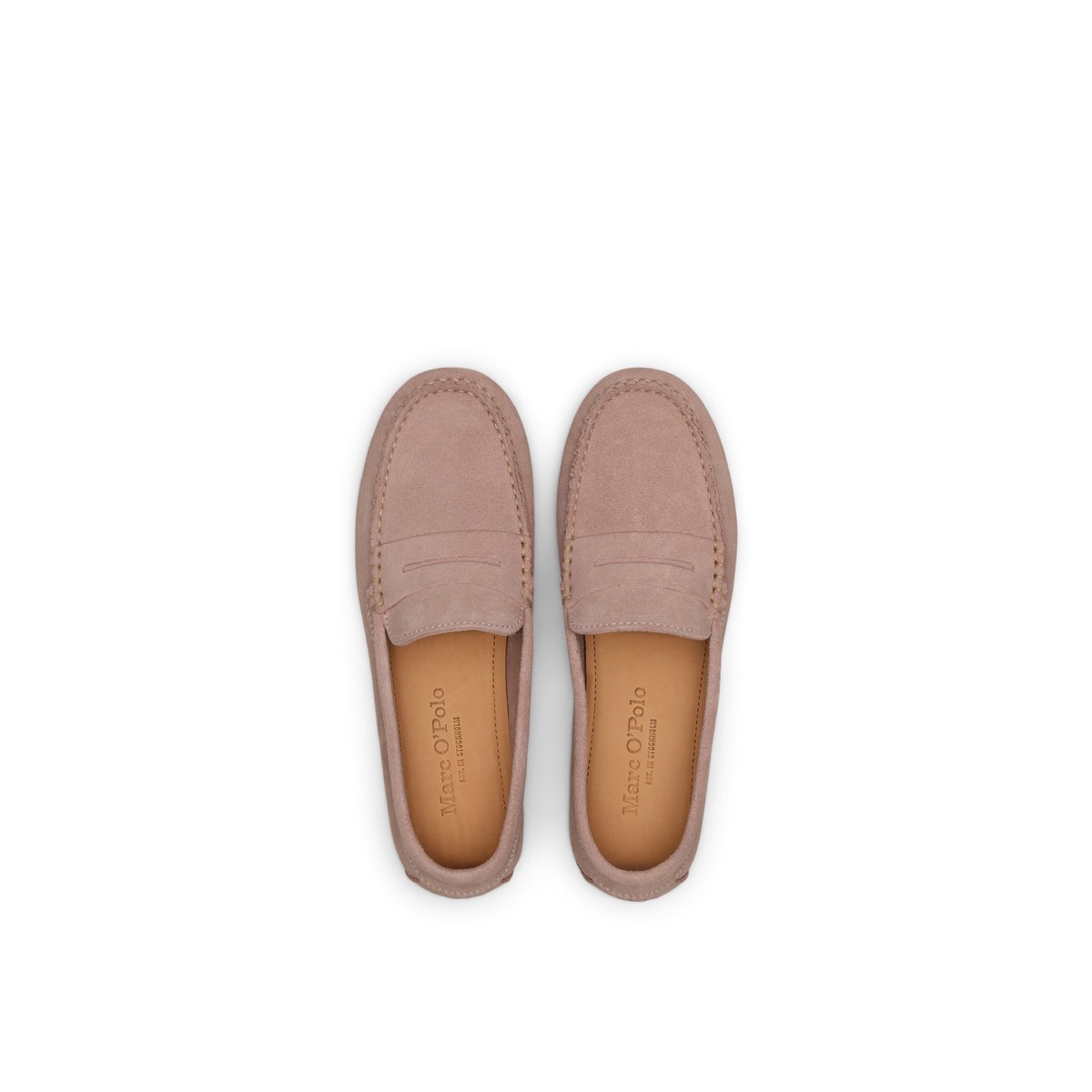 Mocassin modèle Selma en cuir de vachette velours rose, MARC O'POLO