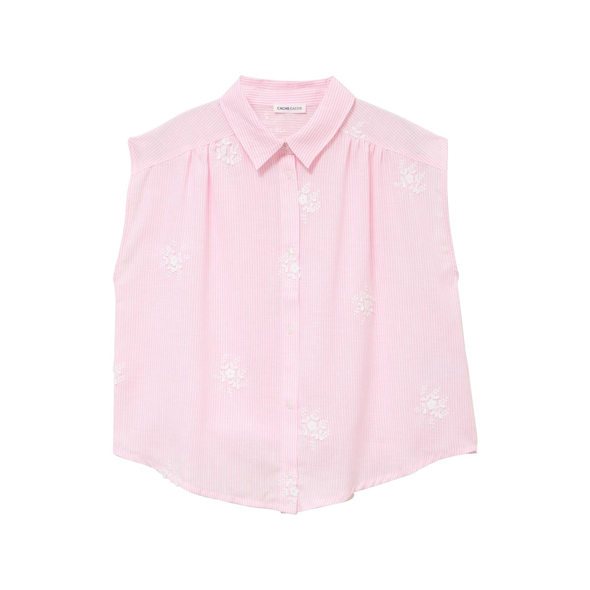 Chemise sans manches col classique rose pastel, CACHE CACHE