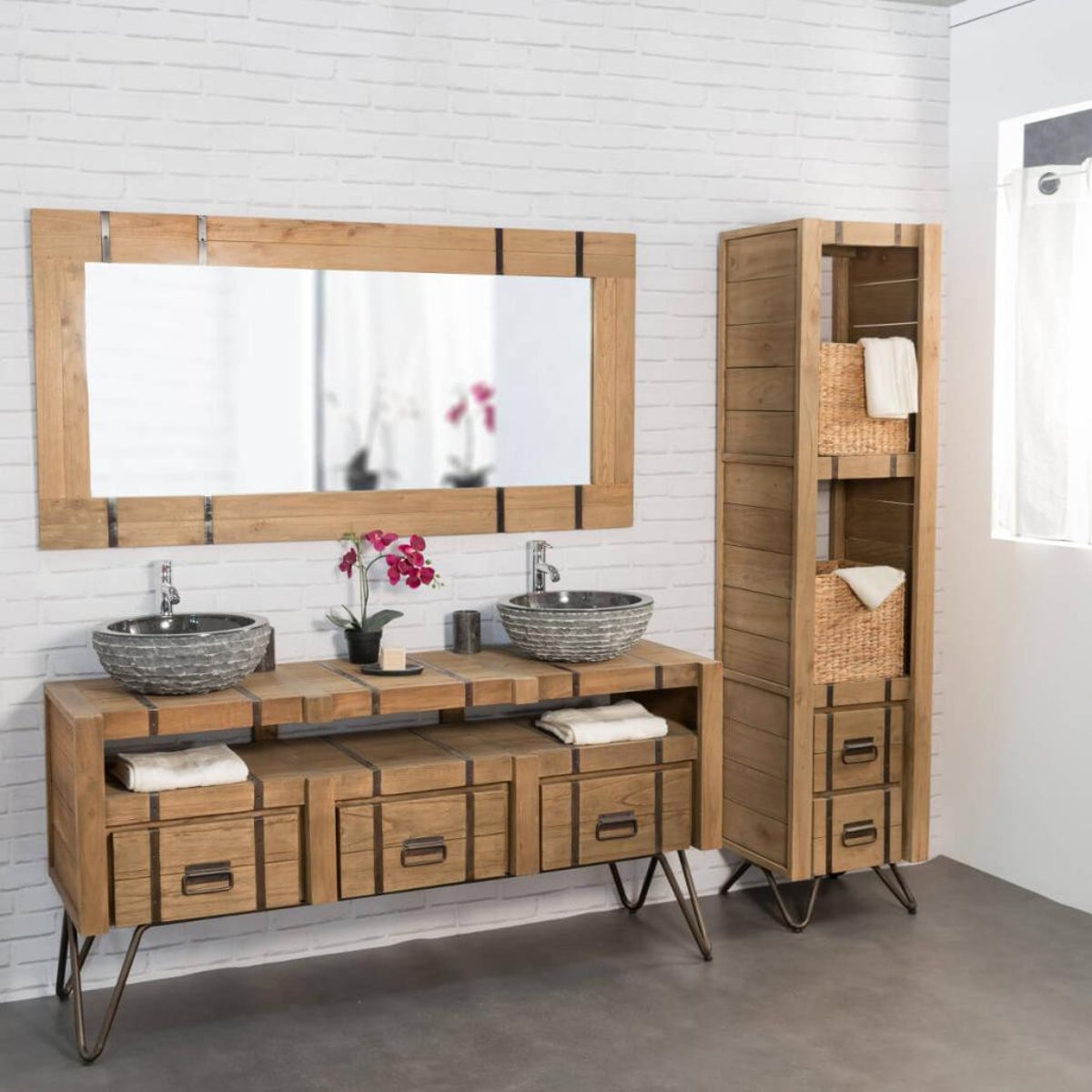 Colonne en mindi naturel rectangle 190 LOFT naturel, WANDA COLLECTION