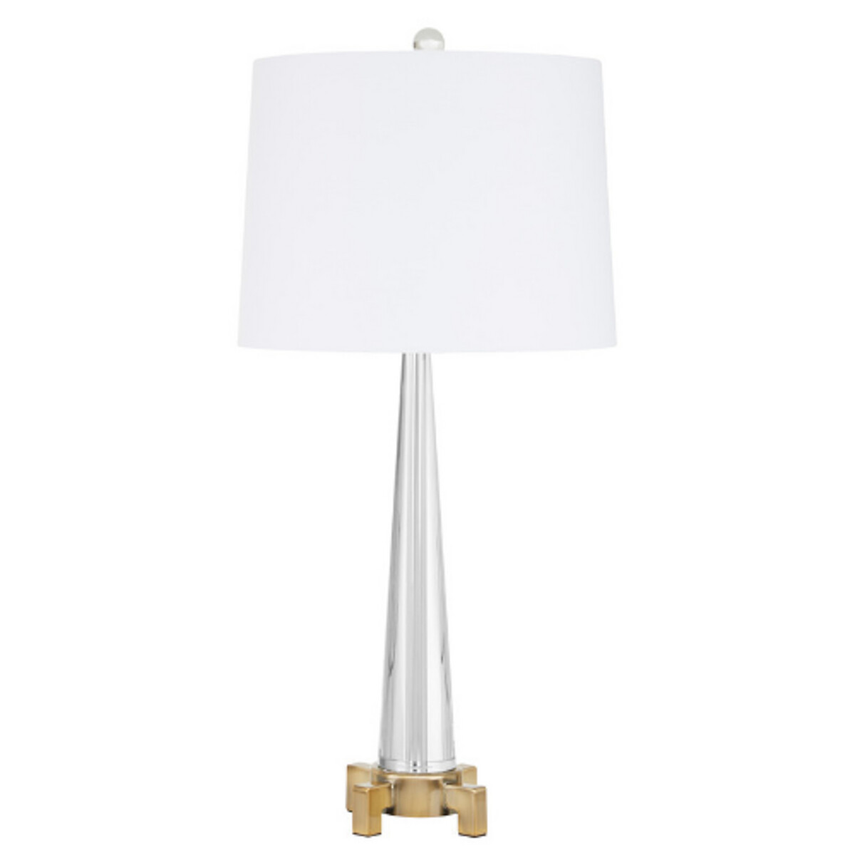 Hana Gold and Crystal Tower Shaped Table Lamp with White Shade brass, SO'HOME