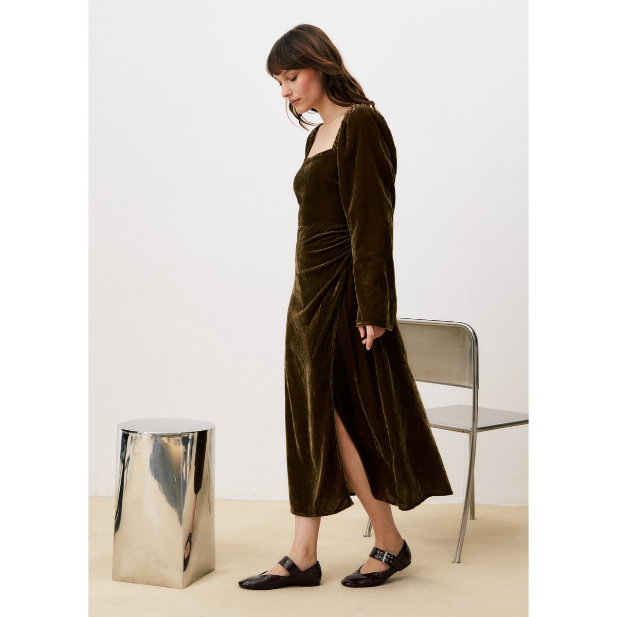 Robe longue THELMA marron glace, FRNCH